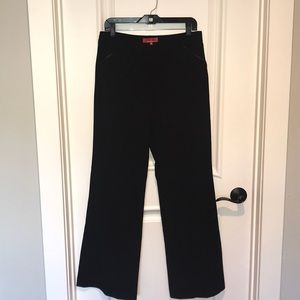 Saks Fifth black wide-leg trousers w/ leather, 8